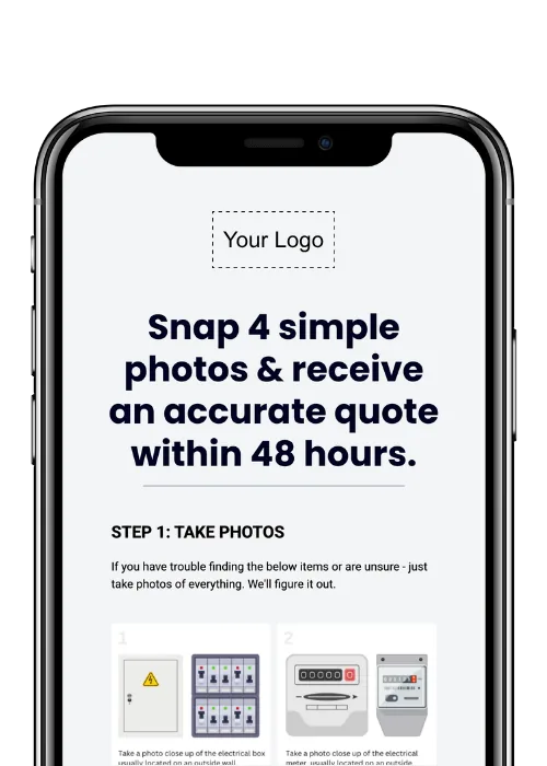 Customer phone guided through snapping four site photos for an accurate solar quote