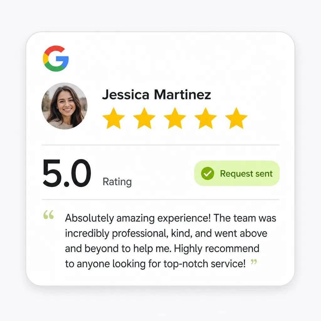 Five-star Google review generated automatically by Sparkhaus
